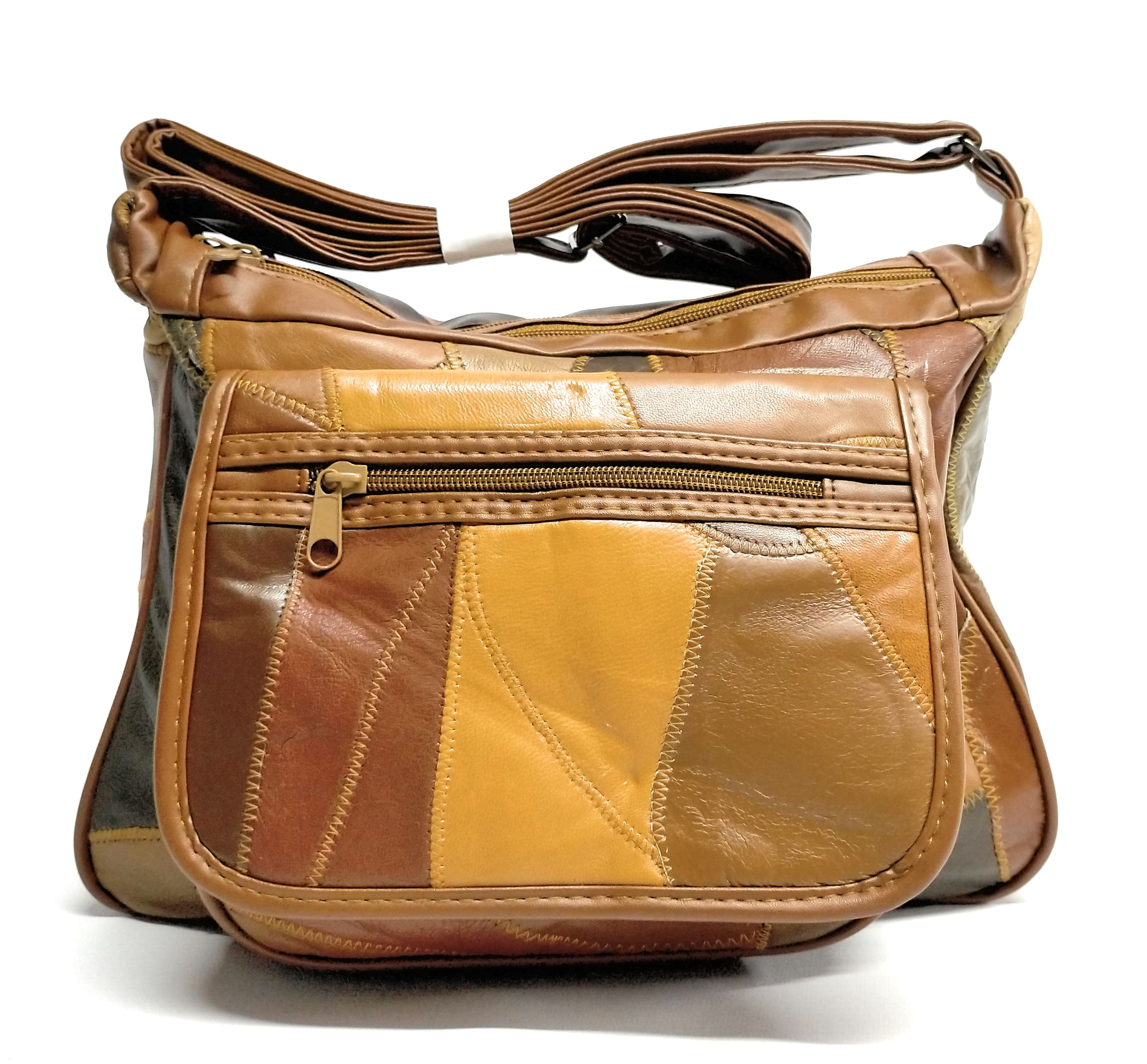 Bolso-bandolera retal marrón