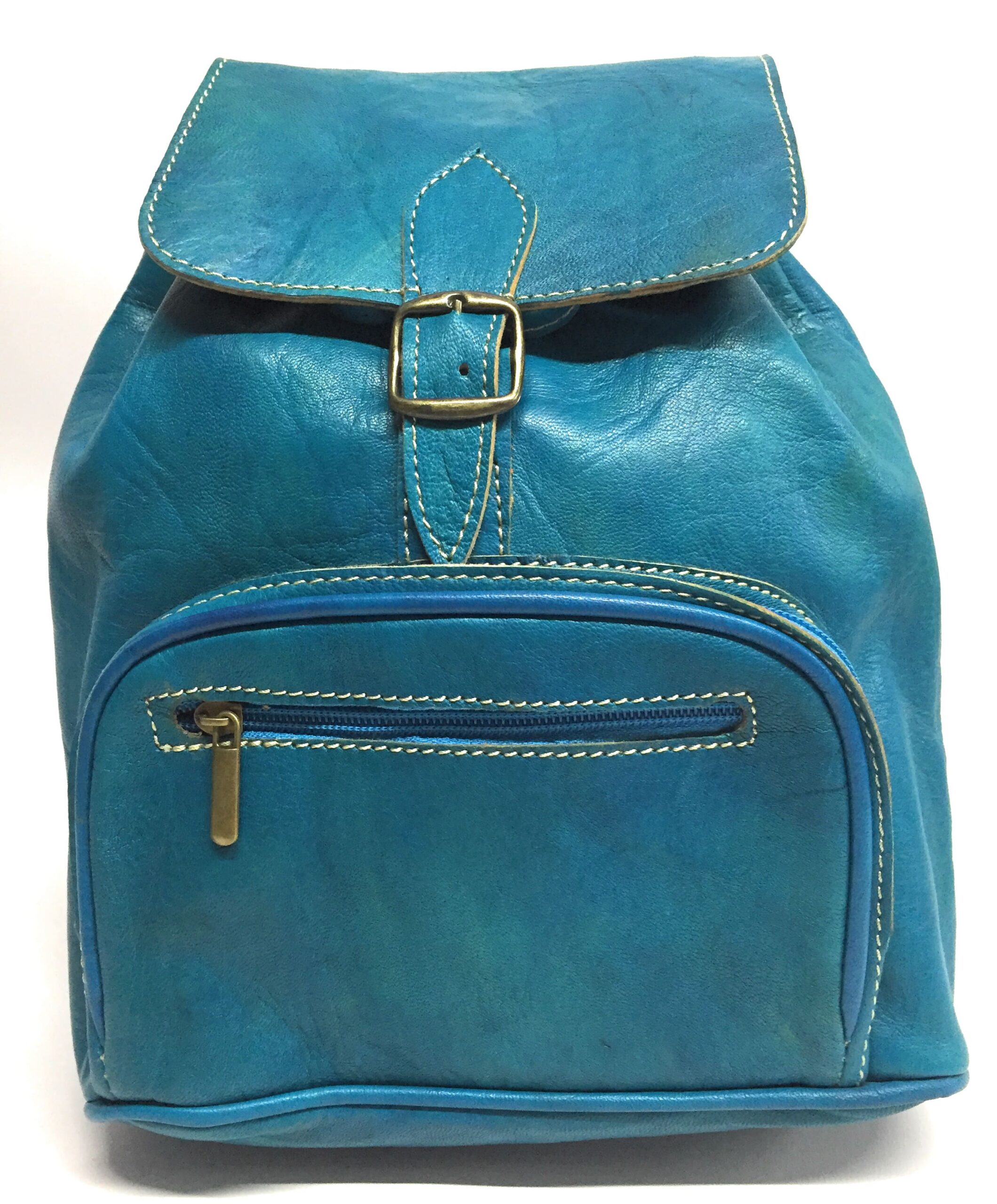 Mochila de piel color azul turquesa 100 % piel vacuno