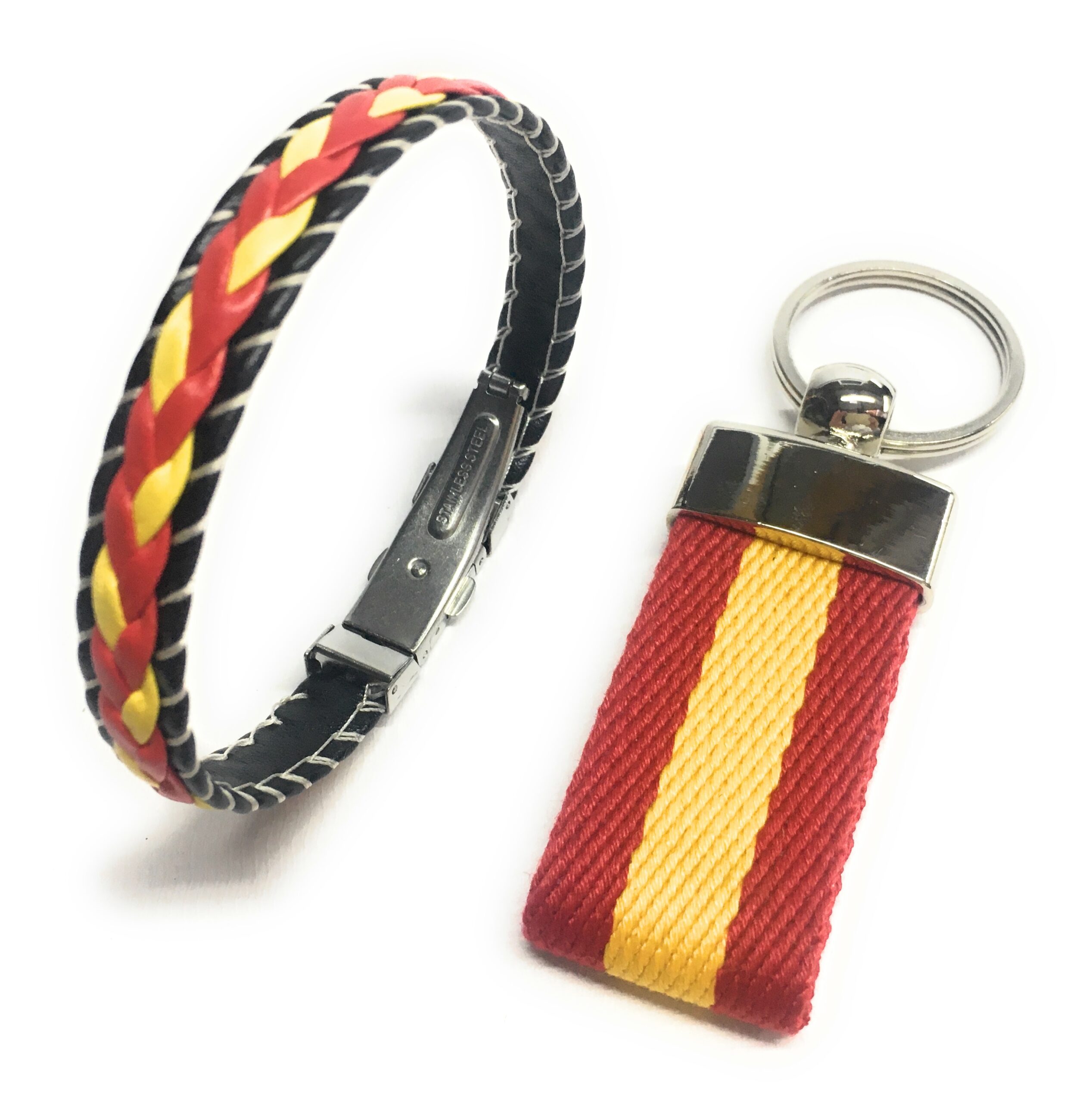 Pack Pulsera de Piel Y Llavero Lona España