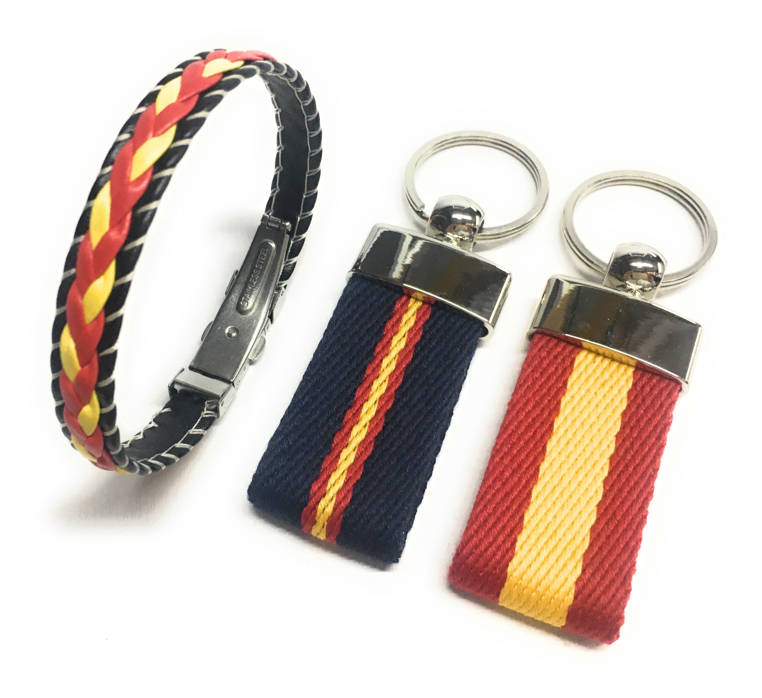 Pack Dos Llaveros + Pulsera de Cuero España