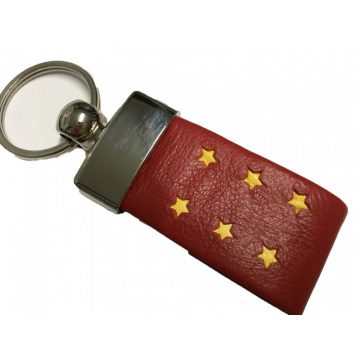 Llavero cuero adorno estrellas