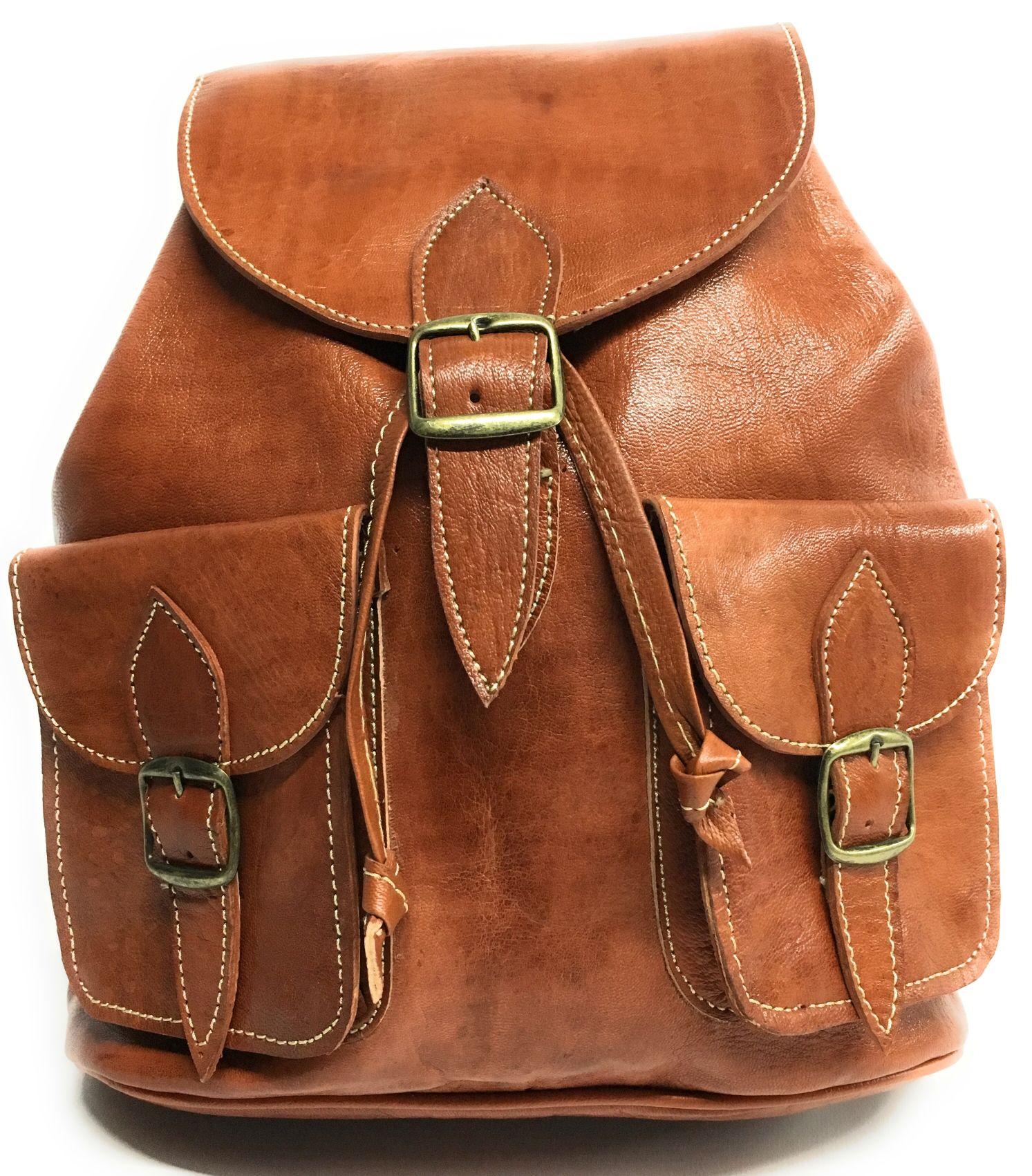 Mochila de piel color marron 100 % vacuno