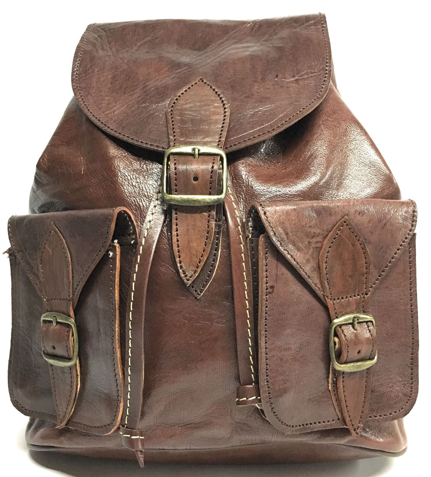 Mochila de piel color marron 100 % vacuno