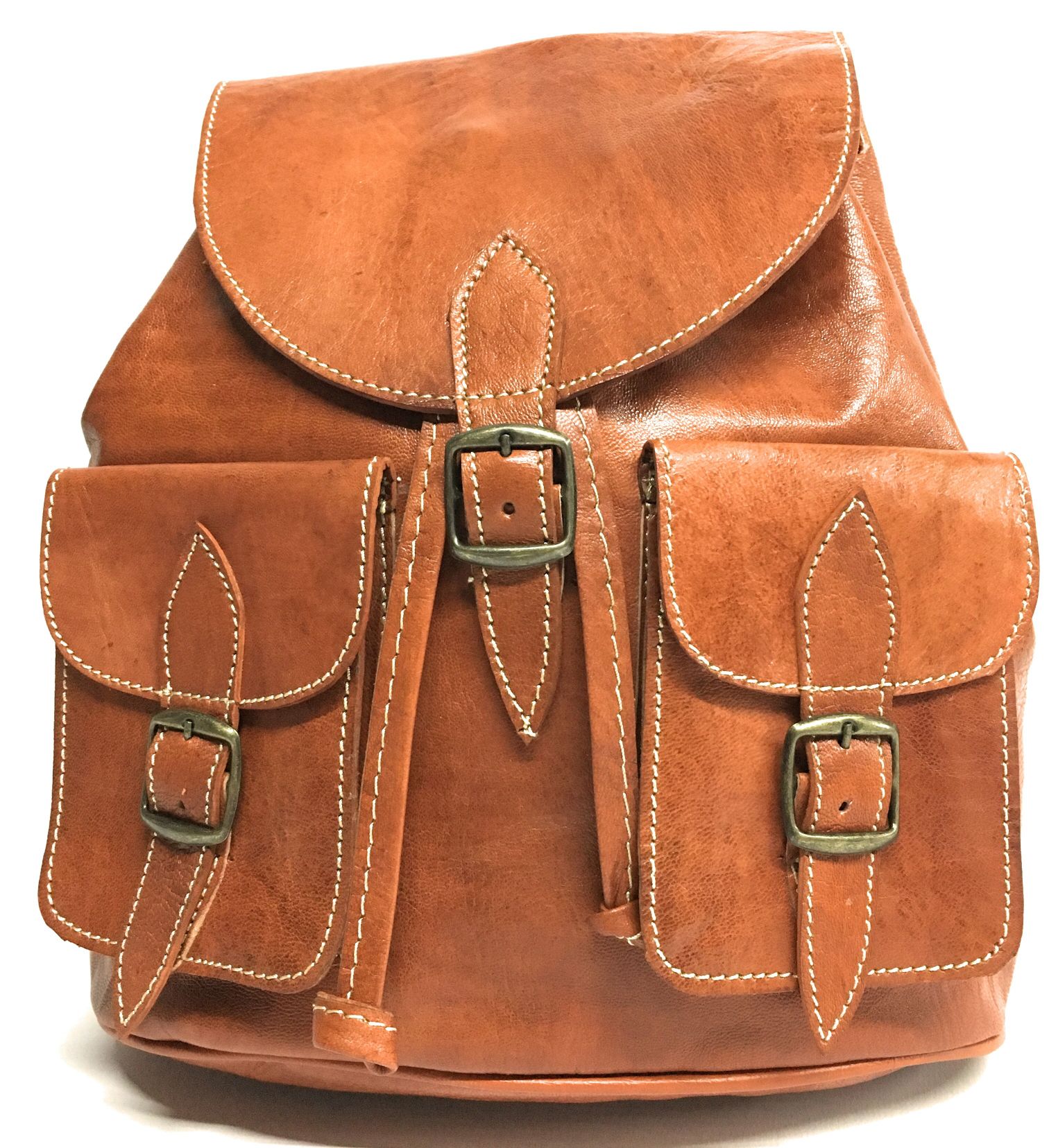 Mochila de piel color marrón 100 % vacuno