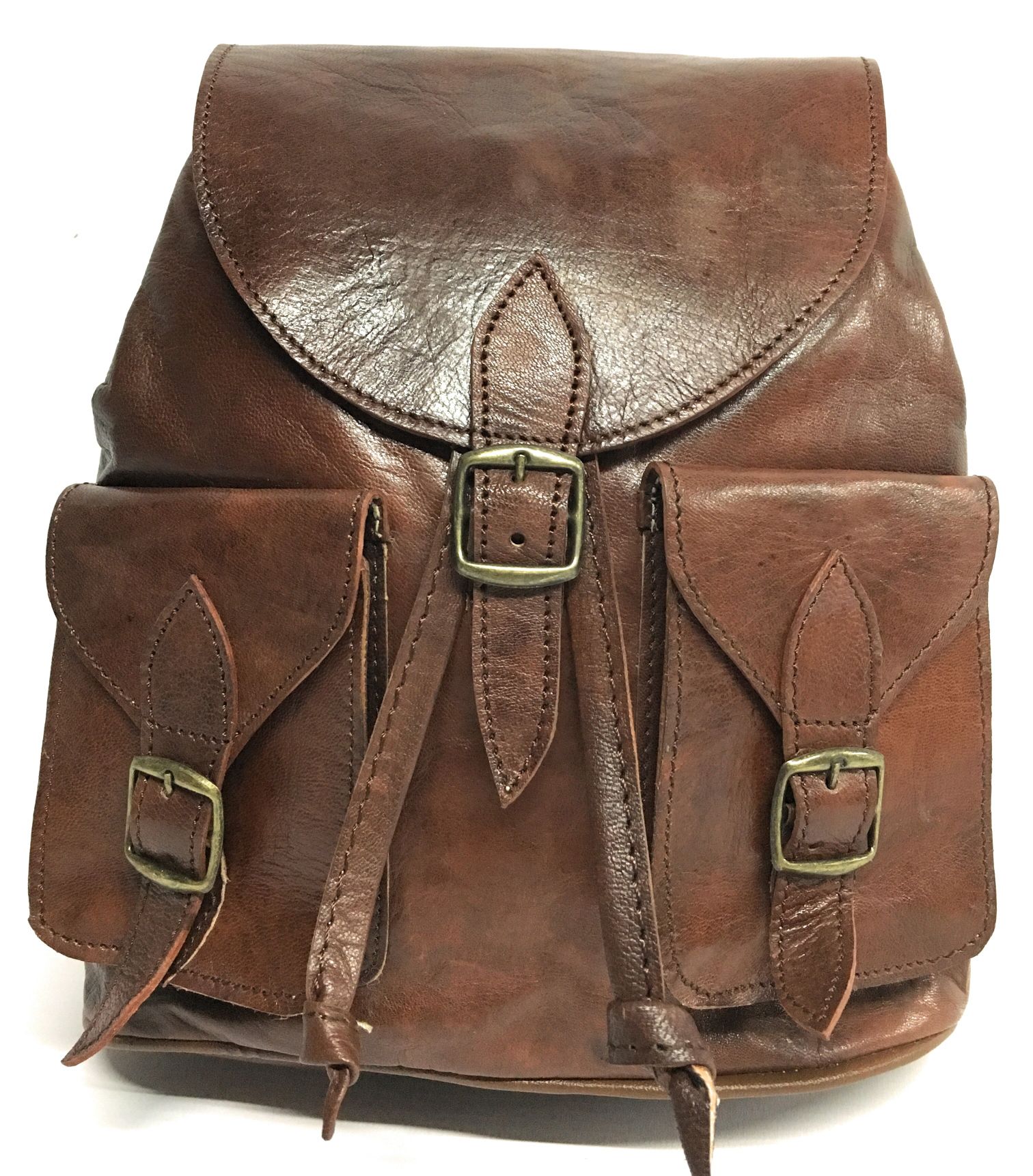 Mochila de piel color marron 100 % vacuno
